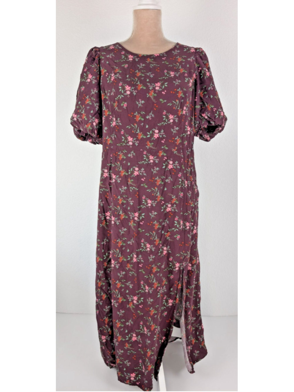 Old Navy Burgundy Maxi Dress Size XL Smocked Peasant Dark Fairy Cottagecore